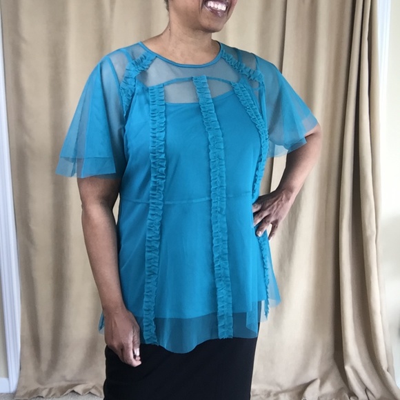 Lane Bryant Sheer Mesh Blouse w/ Camisole Sz 18/20 - Picture 1 of 16